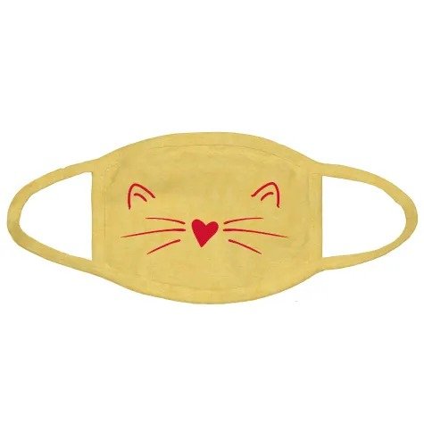 Heart Cat Graphic Yellow Cloth Face Mask | Petco