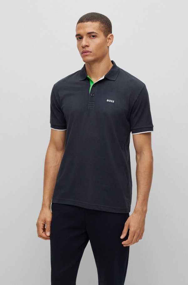 Select filter Organic-cotton polo shirt with logo-embroidered collar