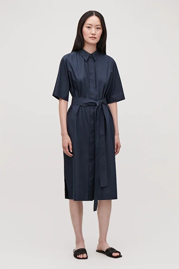 BELTED COTTON SHIRT DRESS