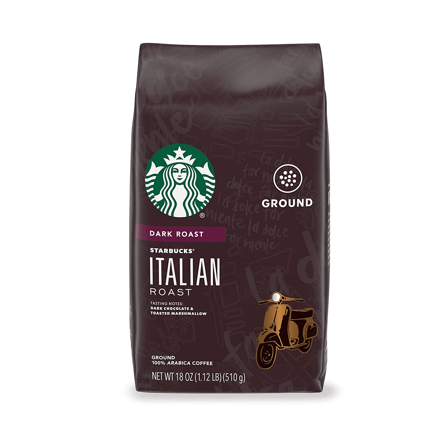 星巴克意大利深焙咖啡粉，100% 阿拉比卡咖啡，18 盎司