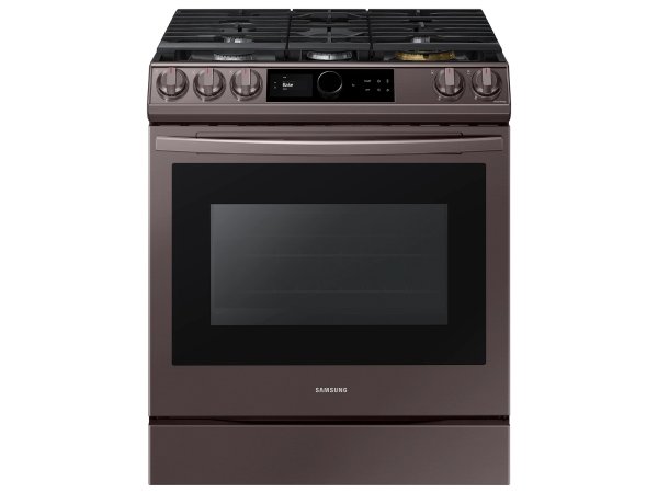 6.0 cu. ft. Front Control Slide-in Gas Range with Smart Dial, Air Fry &amp; Wi-Fi in Tuscan Stainless Steel Ranges - NX60T8711ST/AA | Samsung US