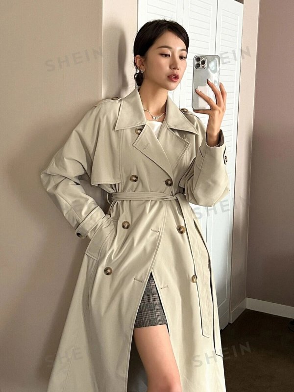 DAZY Double Breasted Belted Trench Coat | SHEIN USA