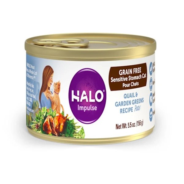 Halo Impulse Grain Free Quail & Garden Greens Canned Cat Food, 5.5 oz., Case of 12 | Petco