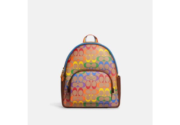 Court Backpack In Rainbow Signature Canvas