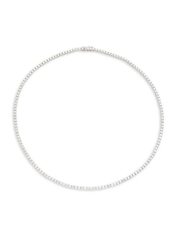14K White Gold & Diamond Tennis Necklace