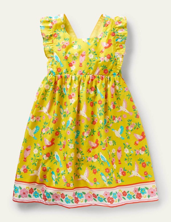 Bow Back Dress - Sweetcorn Yellow Tropical | Boden US