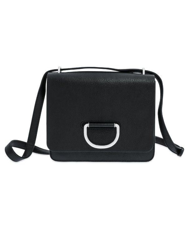 D-ring Black & Turquoise Leather Shoulder Handbag 8010540
