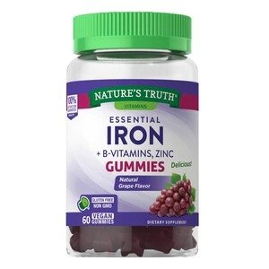 Nature's Truth Essential Iron + B-Vitamins, Zinc Gummies, 60 CT