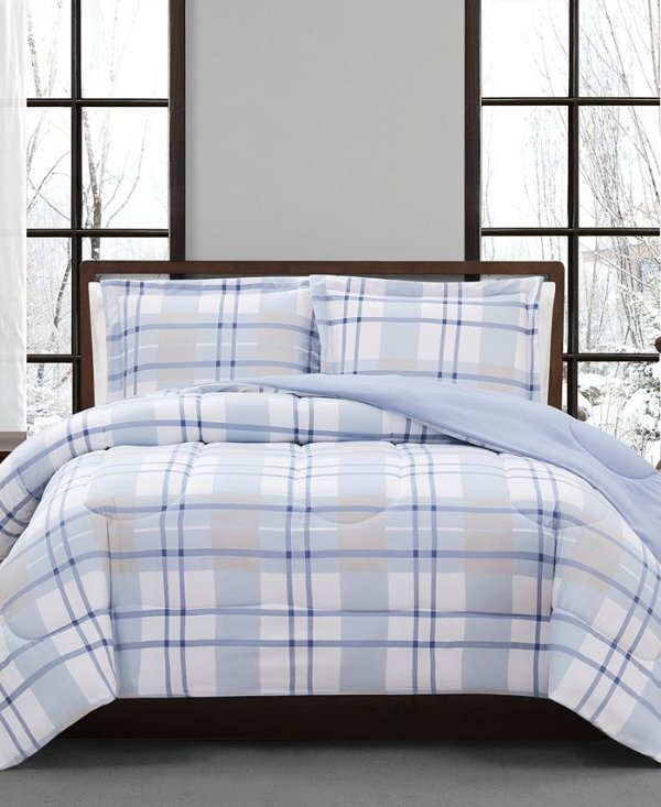 Aaron 3-Pc. Reversible Plaid Full/Queen Comforter Set, Created for Macy's