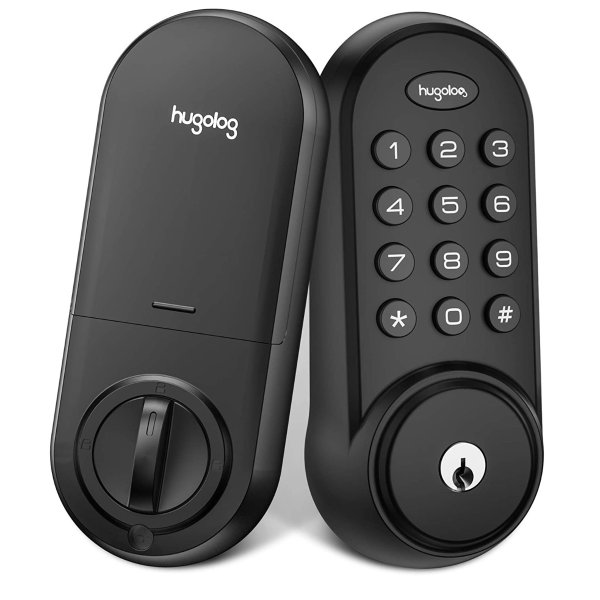 Hugolog Deadbolt Lock Electronic, Keypad Keyless Entry Door Lock Motorized Auto-Locking