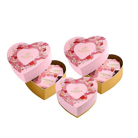 Chocolate Mini Heart Box, Set of 3, 6 pc. each | GODIVA