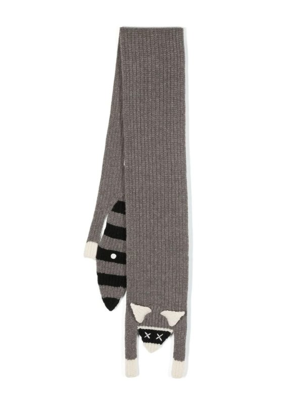 Raccoon ribbed-knit wool scarf