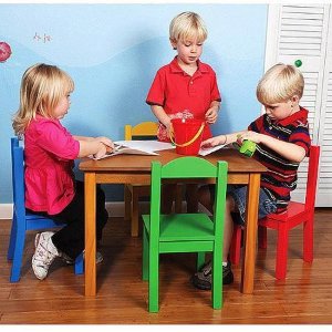 Tot Tutors Wood Table and Chair Set, Multiple Colors