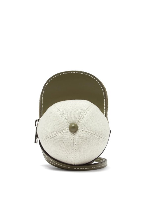 Cap nano canvas and leather cross-body bag