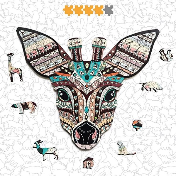 Arfamo Wooden Jigsaw Puzzles - Unique Shape Jigsaw Pieces Best Gift for Adults and Kids Charming Deer - 130 Pieces