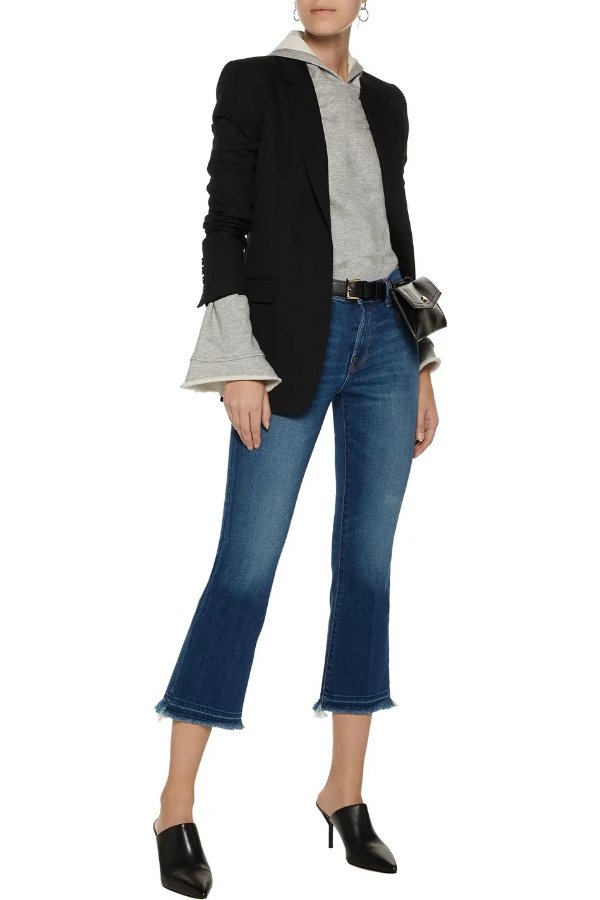 Selena cropped frayed mid-rise bootcut jeans