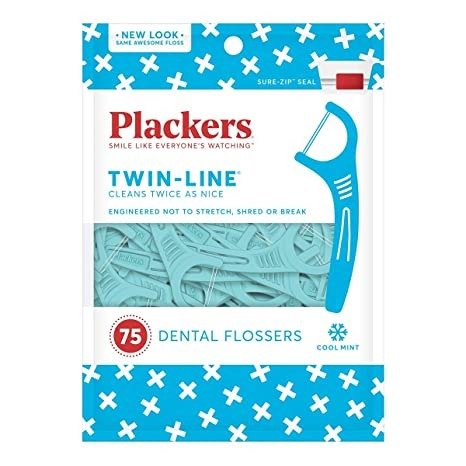 Plackers TwinLine 双线薄荷牙线棒 75 支