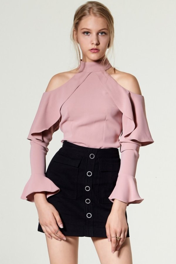 Nathalie Ruffle Off-the-Shoulder Blouse