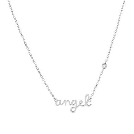 Sterling Silver Diamond 'Angel' Pendant Necklace - 0.015 ctw