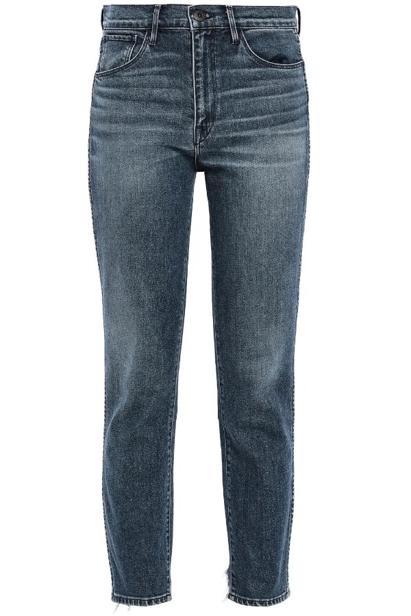 W3 distressed high-rise slim-leg jeans