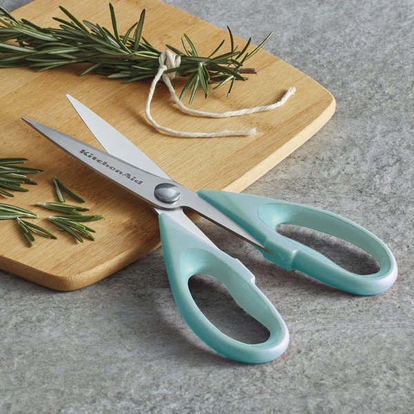 水蓝色多用途厨房剪刀 带刀片保护罩