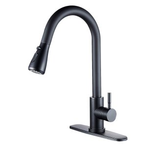 Etechydra Matte Black Pull-Down Kitchen Sink Faucets with Pull Out Sprayer