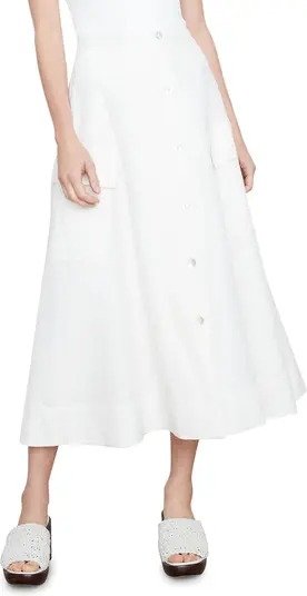 Utility Button Front A-Line Maxi Skirt