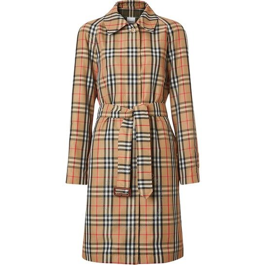 Vintage Check Belted Trench Coat
