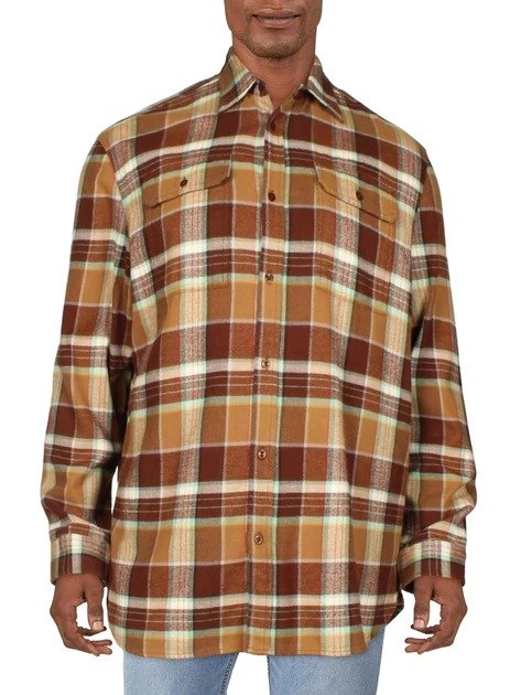 arroyo mens flannel plaid button-down shirt
