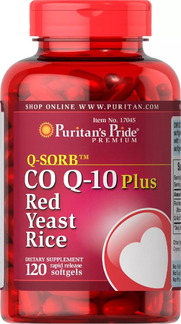Q-SORB™ Co Q-10 Plus Red Yeast Rice 120 Rapid Release Softgels | Heart Health | Puritan's Pride