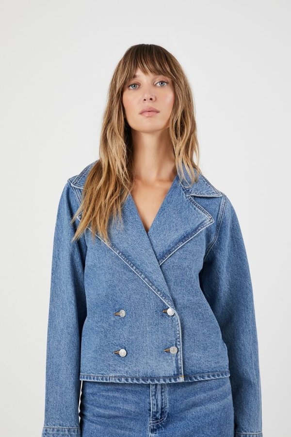 Denim Double-Breasted Trench Jacket
