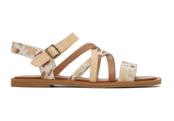 Women's Cow Print Sephina Strappy Suede Leather Sandal | TOMS