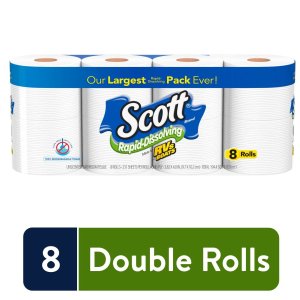 Scott Rapid-Dissolving Toilet Paper, 8 Rolls, Bath Tissue