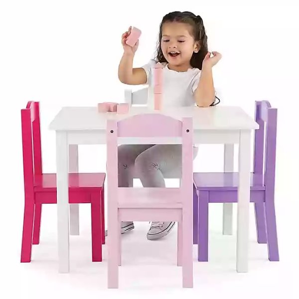 5-Piece Table & Chairs Set in Pink/Purple