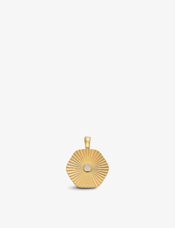 Disco 18ct recycled yellow gold-plated vermeil sterling silver and XX 0.05ct diamond pendant