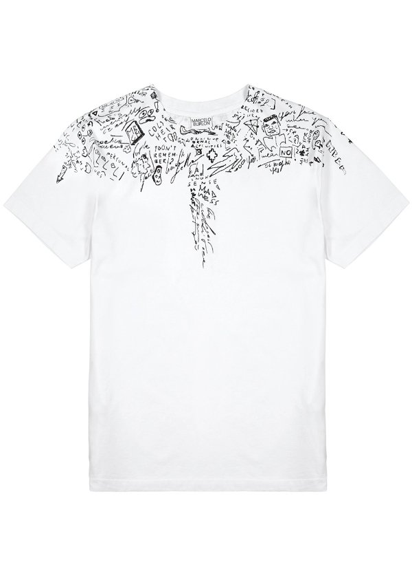 Sketches Wings white printed cotton T-shirt