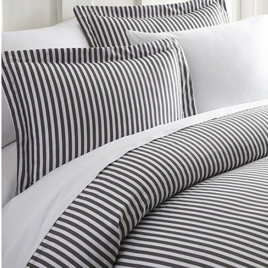 Gray Stripe Ultra Soft Duvet Cover Set