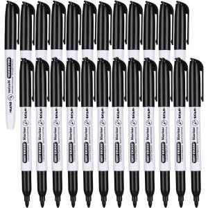 Fine Tip Dry Erase Markers - 24 Pack Black Whiteboard Erasable Markers Bulk for Kids