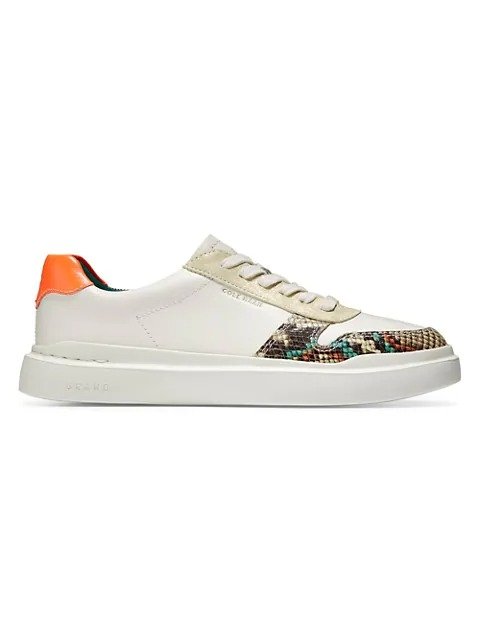GrandPro Rally Snakeskin-Trimmed Leather Sneakers