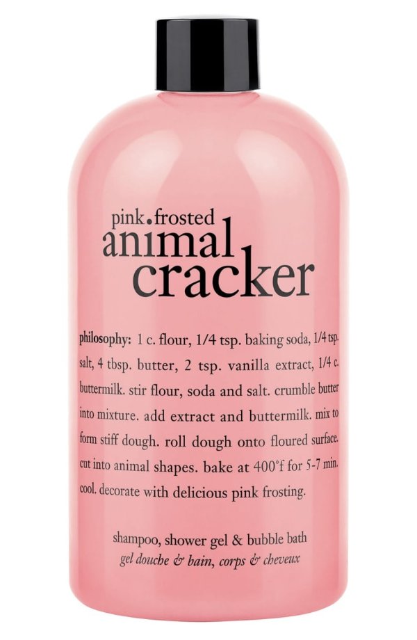 'pink frosted animal cracker' shampoo, shower gel & bubble bath