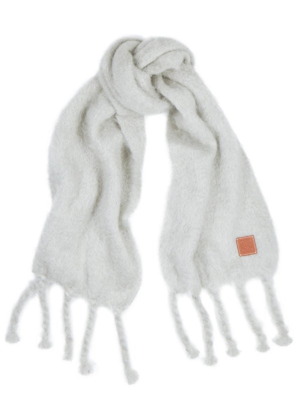 Light grey mohair-blend scarf