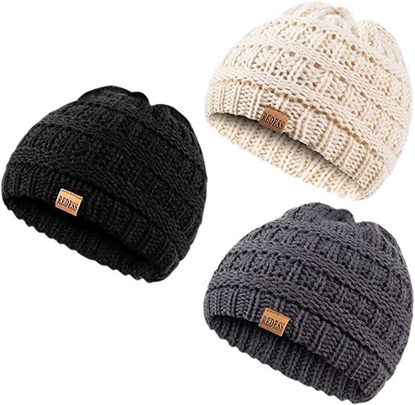 婴幼儿冬季针织保暖帽3件套