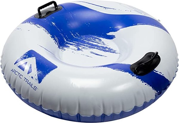 Snow Tube Sleds - Arctic Trails Inflatable 1 + 2 Person Inner Tubes for Sledding - Single + Double Seat Sled for Kids + Adults