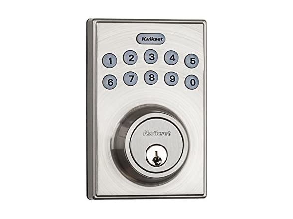 92640-001 Contemporary Electronic Keypad Single Cylinder Deadbolt with 1-Touch Motorized Locking, Satin Nickel, 8 x 4 x 6