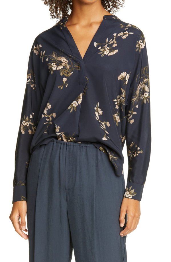 Painted Blooms Floral High/Low Blouse