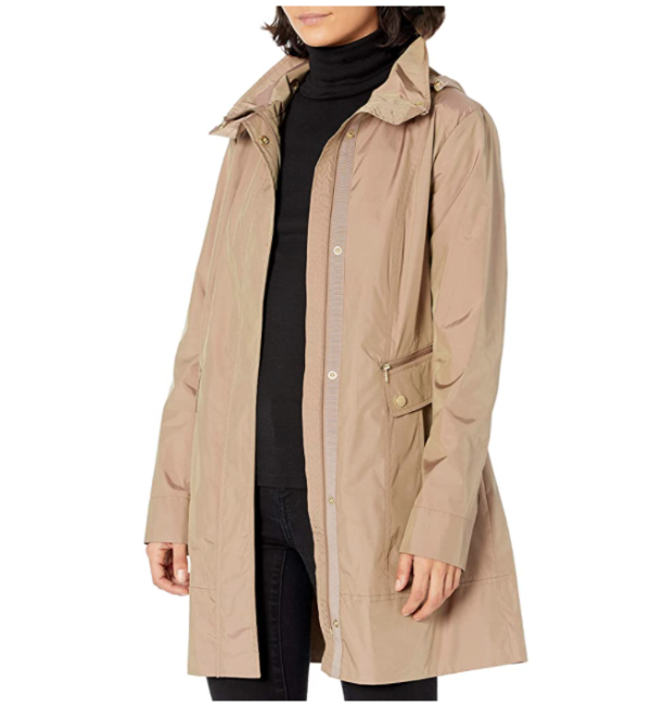 Women's Packable Hooded Rain Jacket with Bow