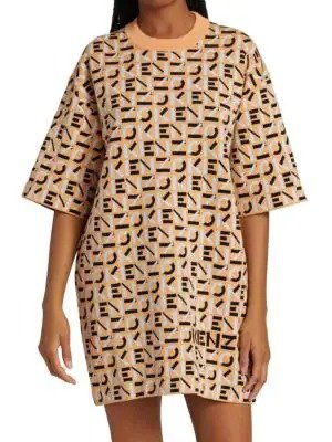 Monogram Jacquard Mini T Shirt Dress