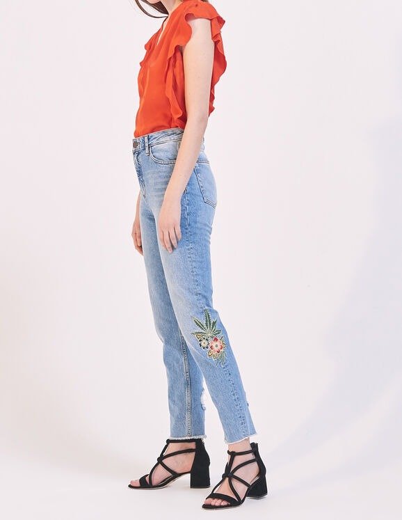 Jeans With Animal And Floral Embroidery