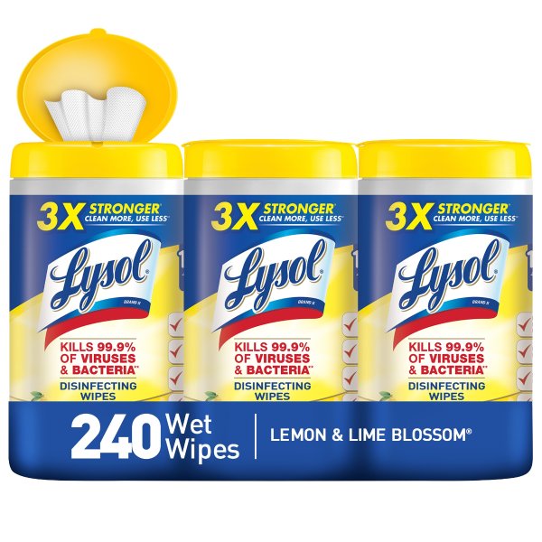 Lysol Disinfecting Wipes, Lemon & Lime Blossom, 240ct