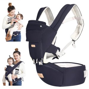 FRUITEAM Baby Carrier with Hip Seat,Ergonomic M Position 6in1 Baby Carrier Newborn to Toddler